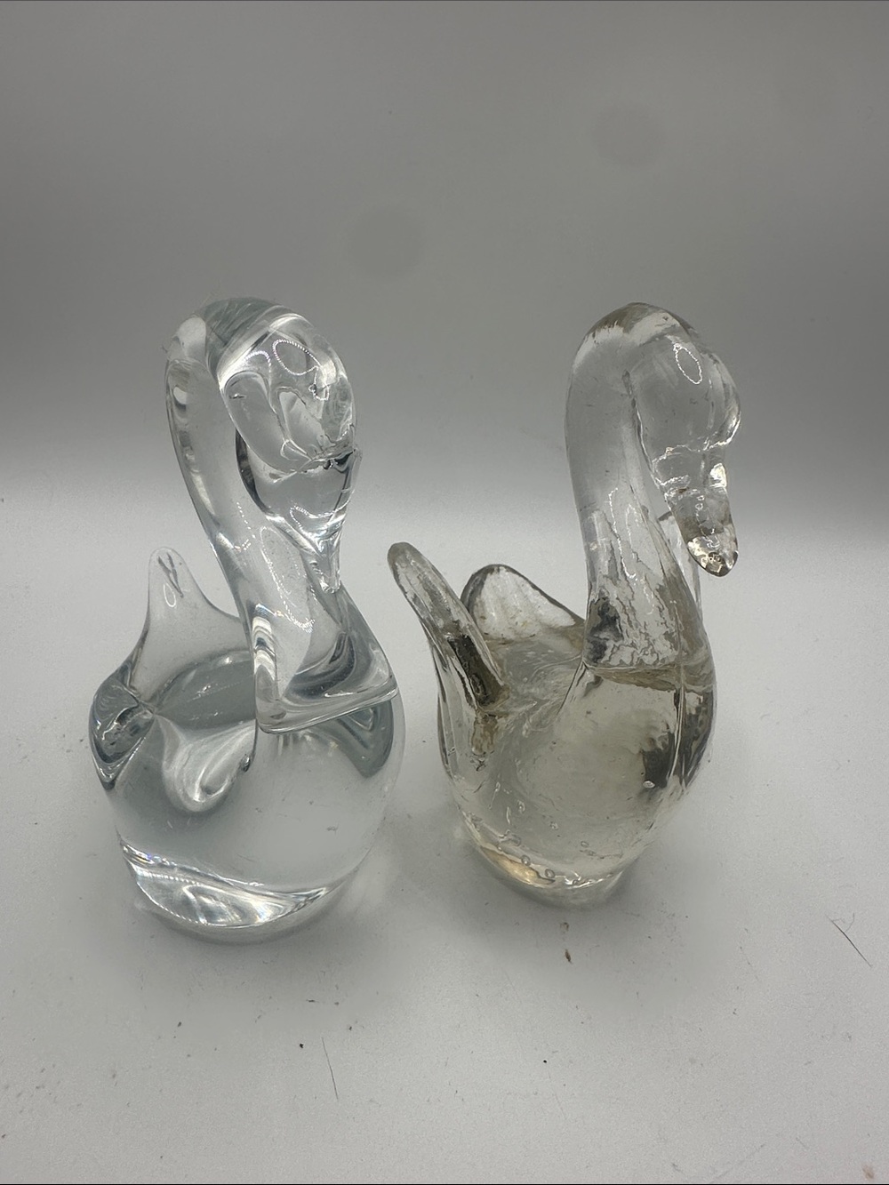 Clear Glass Swan Figurines - Elegant Home Accent